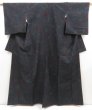 Photo1: 5417T10z780 Vintage Japanese Kimono Silk TSUMUGI Flower Black (1)