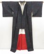 Photo8: 5417T10z780 Vintage Japanese Kimono Silk TSUMUGI Flower Black (8)