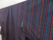 Photo2: 5417T11z810 Vintage Japanese Kimono Silk TSUMUGI Stripe Dark navy (2)