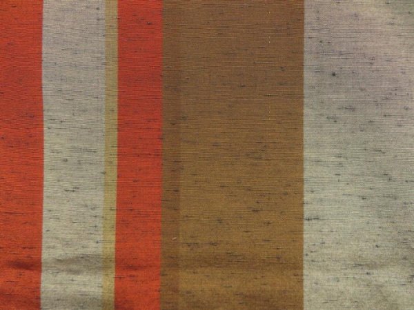 Photo6: 5417T12z910 Vintage Japanese Kimono Silk TSUMUGI Stripe Light brown (6)