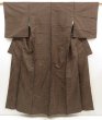 Photo1: 5417T13z820 Vintage Japanese Kimono Silk TSUMUGI  Black (1)