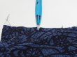 Photo6: 3H05z90  Japanese Kimono Silk  FABRIC Flowers Indigo 63.0x14.8 (6)