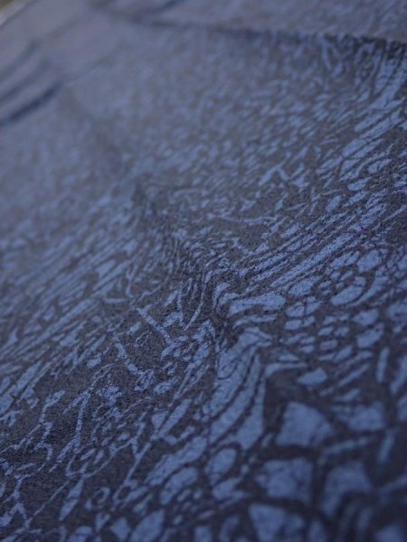 Photo4: 3H09z50  Japanese Kimono Silk  FABRIC Flowers Indigo 66.9x7.3 (4)