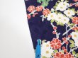 Photo5: 3H03z90  Japanese Kimono Silk  FABRIC Plum branch Dark navy 63.8x14.0 (5)