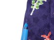 Photo6: 3H04z90  Japanese Kimono Silk  FABRIC Plum branch Dark navy 63.0x14.0 (6)