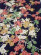 Photo1: 3H06z90  Japanese Kimono Silk  FABRIC Plum branch Dark navy 63.8x14.0 (1)