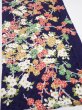 Photo2: 3H06z90  Japanese Kimono Silk  FABRIC Plum branch Dark navy 63.8x14.0 (2)