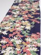 Photo3: 3H06z90  Japanese Kimono Silk  FABRIC Plum branch Dark navy 63.8x14.0 (3)