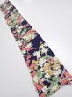 Photo5: 3H07z50  Japanese Kimono Silk  FABRIC Plum branch Dark navy 57.5x7.5 (5)