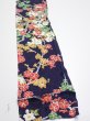 Photo2: 3H09z50  Japanese Kimono Silk  FABRIC Plum branch Dark navy 81.1x6.3 (2)