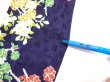Photo5: 3H09z50  Japanese Kimono Silk  FABRIC Plum branch Dark navy 81.1x6.3 (5)
