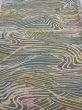 Photo1: 3H01z60  Japanese Kimono Silk  FABRIC Wave Olive 45.7x14.2 (1)