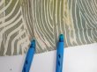 Photo6: 3H01z60  Japanese Kimono Silk  FABRIC Wave Olive 45.7x14.2 (6)
