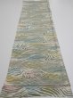 Photo5: 3H02z60  Japanese Kimono Silk  FABRIC Wave Olive 45.7x14.2 (5)