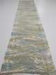 Photo5: 3H03z90  Japanese Kimono Silk  FABRIC Wave Olive 64.6x14.0 (5)