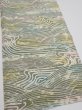 Photo2: 3H06z60  Japanese Kimono Silk  FABRIC Wave Olive 41.7x14.0 (2)