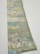 Photo2: 3H07z40  Japanese Kimono Silk  FABRIC Wave Olive 57.9x7.3 (2)