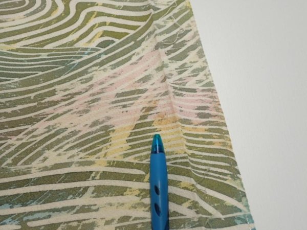 Photo6: 3H08z50  Japanese Kimono Silk  FABRIC Wave Olive 55.9x7.3 (6)