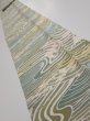 Photo1: 3H09z60  Japanese Kimono Silk  FABRIC Wave Olive 81.9x6.7 (1)