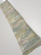 Photo1: 3H10z30  Japanese Kimono Silk  FABRIC Wave Olive 33.9x6.5 (1)