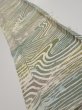 Photo2: 3H10z30  Japanese Kimono Silk  FABRIC Wave Olive 33.9x6.5 (2)