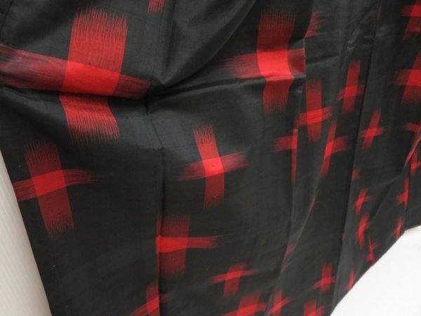 Photo3: 5423T07z570 Vintage Japanese Kimono Silk TSUMUGI  Black (3)