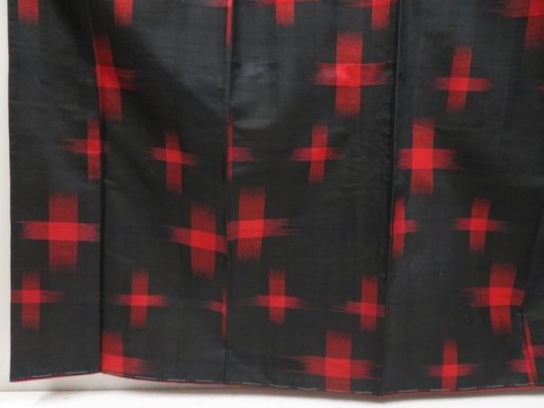 Photo4: 5423T07z570 Vintage Japanese Kimono Silk TSUMUGI  Black (4)