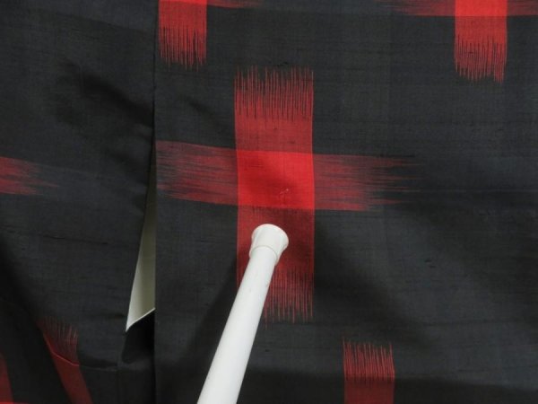 Photo7: 5423T07z570 Vintage Japanese Kimono Silk TSUMUGI  Black (7)