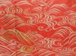 Photo8: 5423T13z1120 Vintage Japanese Kimono Silk FURISODE Wave Dark salmon (8)