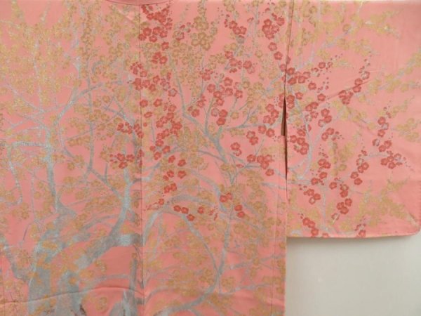 Photo3: 5423T01z710 Vintage Japanese Kimono Silk HAORI Plum blossom Pink (3)