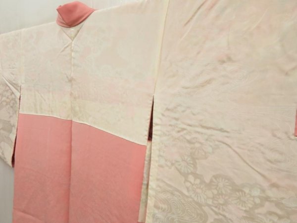 Photo7: 5423T01z710 Vintage Japanese Kimono Silk HAORI Plum blossom Pink (7)