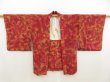 Photo4: 5423T02z640 Vintage Japanese Kimono Silk HAORI  Dark red (4)