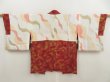 Photo6: 5423T02z640 Vintage Japanese Kimono Silk HAORI  Dark red (6)