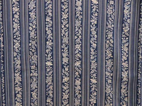 Photo5: 5423T03z640 Vintage Japanese Kimono Silk KOMON Flower Navy (5)
