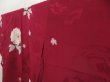 Photo2: 5423T04z630 Vintage Japanese Kimono Silk KOMON Flower Wine red (2)