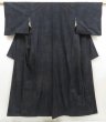 Photo1: 5423T05z760 Vintage Japanese Kimono Silk TSUMUGI  Black (1)