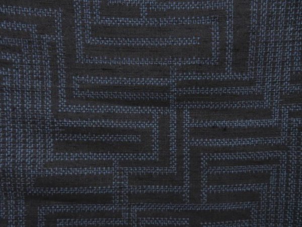 Photo7: 5423T05z760 Vintage Japanese Kimono Silk TSUMUGI  Black (7)