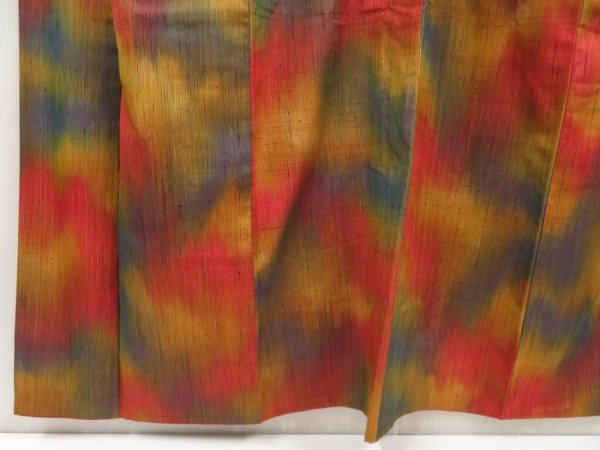 Photo4: 5423T06z800 Vintage Japanese Kimono Silk TSUMUGI  Orangered (4)