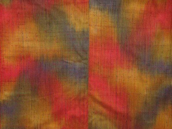 Photo5: 5423T06z800 Vintage Japanese Kimono Silk TSUMUGI  Orangered (5)