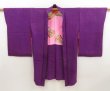 Photo6: 5427T02z560 Vintage Japanese Kimono Silk HAORI Flowers Purple (6)