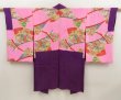 Photo7: 5427T02z560 Vintage Japanese Kimono Silk HAORI Flowers Purple (7)