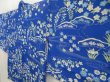 Photo2: 5427T03z470 Vintage Japanese Kimono Jinken HAORI Flowers Oriental blue (2)