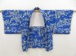 Photo5: 5427T03z470 Vintage Japanese Kimono Jinken HAORI Flowers Oriental blue (5)