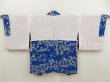Photo6: 5427T03z470 Vintage Japanese Kimono Jinken HAORI Flowers Oriental blue (6)