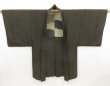 Photo1: 5427T05z480 Vintage Japanese Kimono Silk Men's HAORI  Olive-Brown (1)