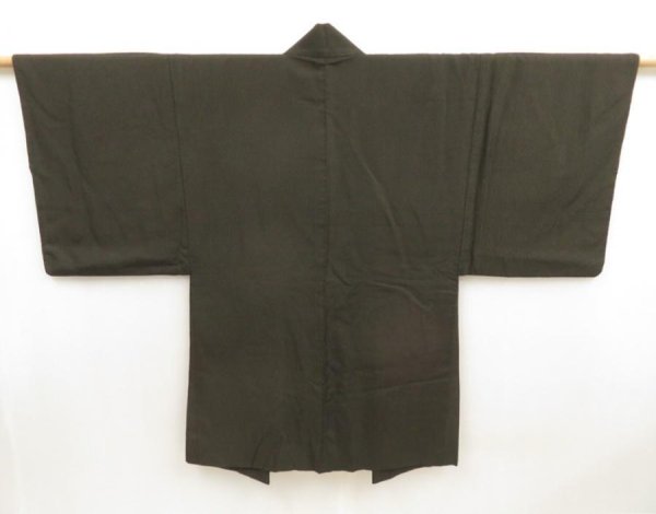 Photo4: 5427T05z480 Vintage Japanese Kimono Silk Men's HAORI  Olive-Brown (4)