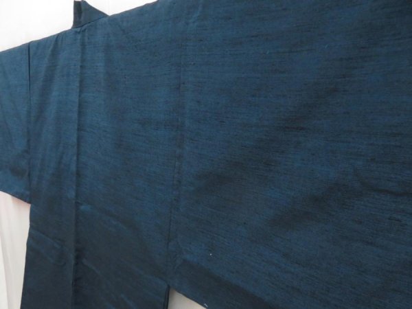 Photo4: 5427T06z550 Vintage Japanese Kimono Silk Men's HAORI Dragon Dark cyan blue (4)