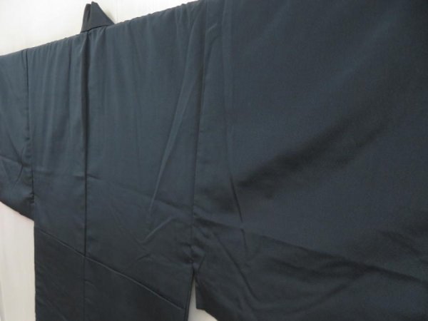 Photo2: 5427T09z920 Vintage Japanese Kimono Silk Men's  Plain Dark gray (2)