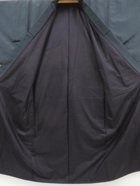 Photo7: 5427T09z920 Vintage Japanese Kimono Silk Men's  Plain Dark gray (7)