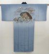 Photo1: 5427T11z470  Japanese Kimono Silk Men's JUBAN Jigami Steel blue (1)